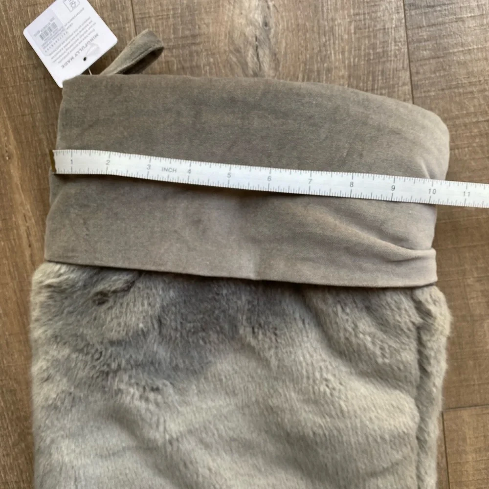 NWT Pottery Barn Faux Fur Christmas Stocking, Large, Nickel Gray